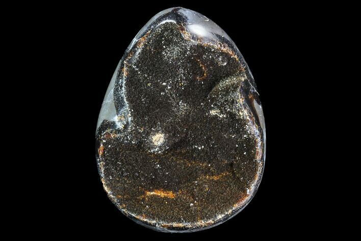 Bargain Septarian Dragon Egg Geode - Black Crystals #95978